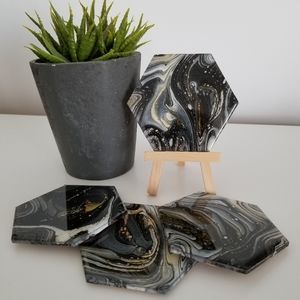 Wood and Resin Coaster Set